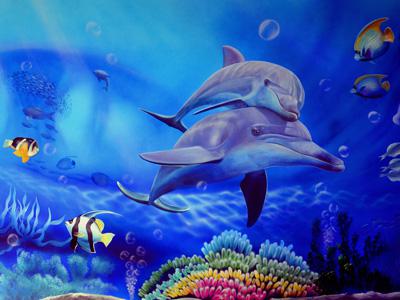 合肥政务区食肆海里海鲜自助餐厅3D海洋世界壁画