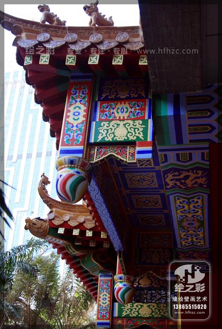 仿古建筑彩绘,古典壁画,寺庙古建彩绘,门头牌坊古建彩绘,祠堂壁画